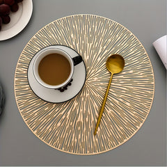 6pcs Fireworks Bronzing PVC Placemats Hollow Out Washable Reusable