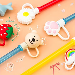 Cartoon Silicone Straw Plug Dustproof Reusable Straw Plug