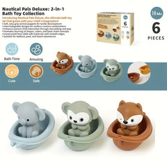 12pcs Stackable Bath Toy Animal Floats Suction Cups Educational Sensory Play