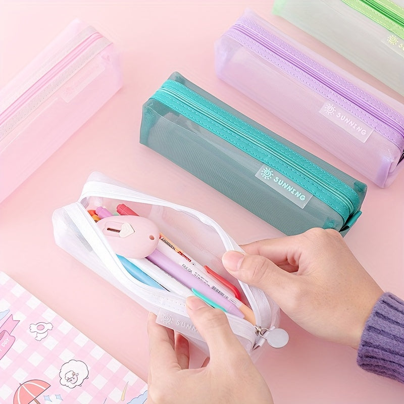 Transparent Pencil Bag Large Capacity Mesh Pen Case