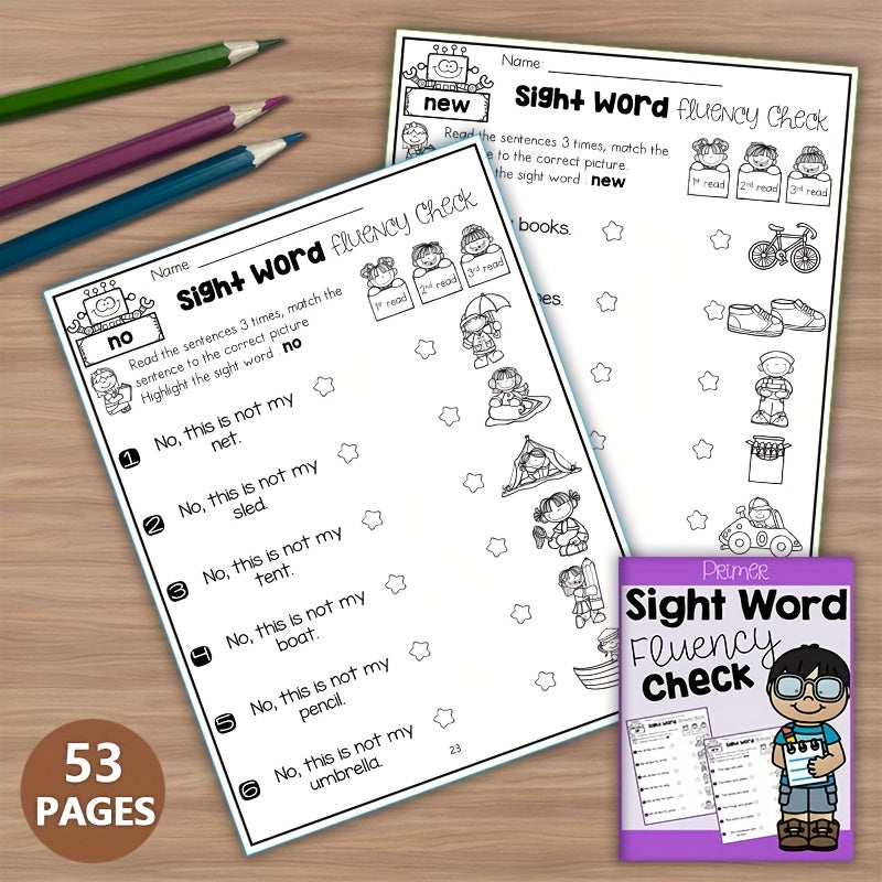 Kindergarten Sight Words Fluency Worksheets - Fun Reading Practice Activities