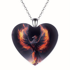 Men's Crystal Heart Pendant With Eagle Wings - Party Jewelry Gift