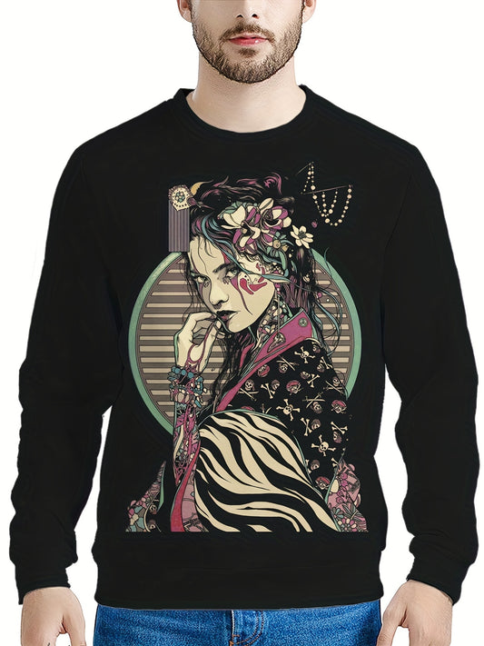 Men's Beauty Print Hoodie Novelty Casual Sweatshirt for Outdoor