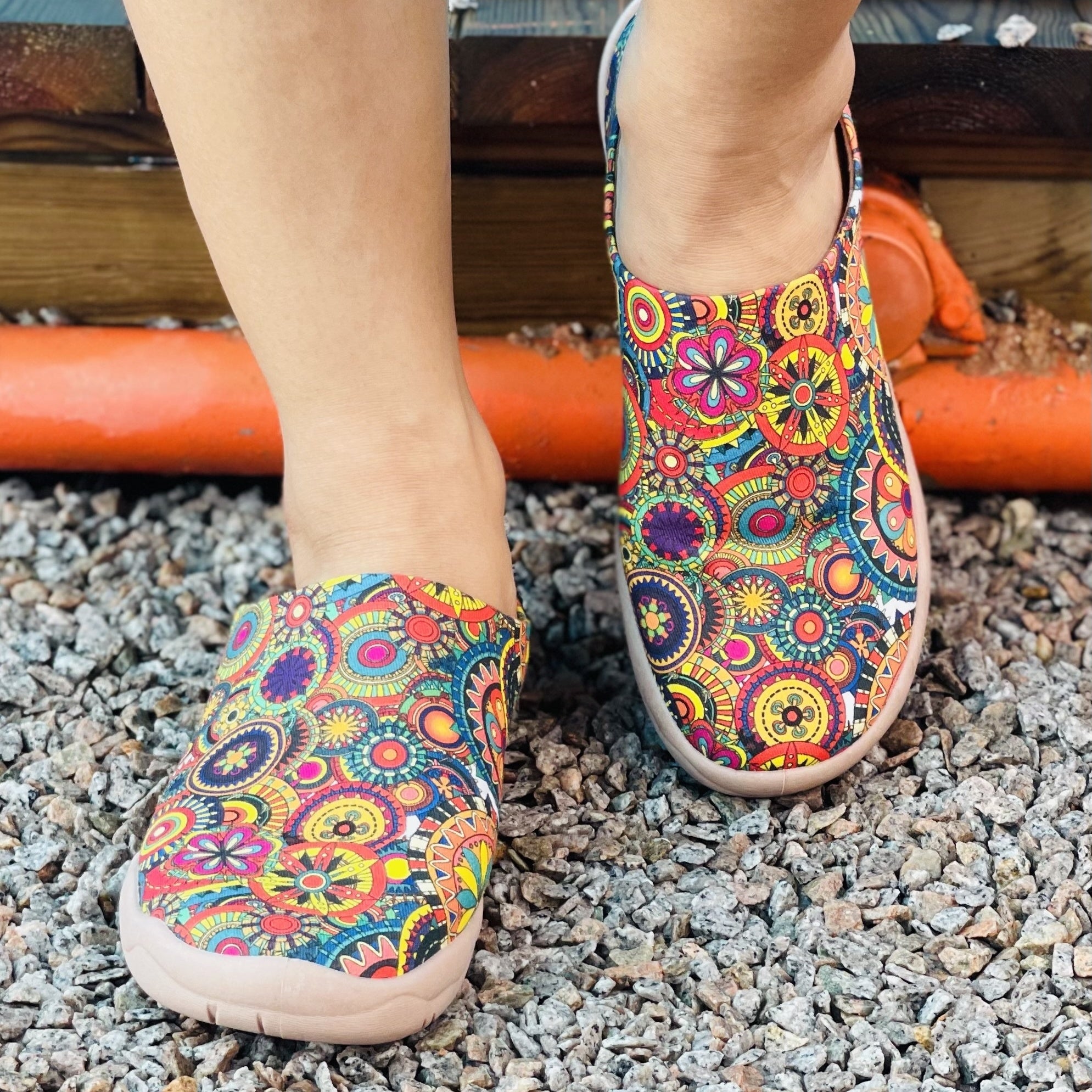 Women's Retro Flower Canvas Slip On Shoes Lightweight Low Top Sneakers
