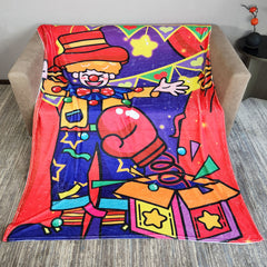 Clown Print Flannel Throw Blanket for Travel