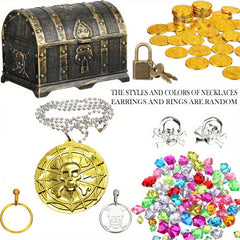 Treasure Chest Toy Set with 100 Coins and 100 Grams of Gems