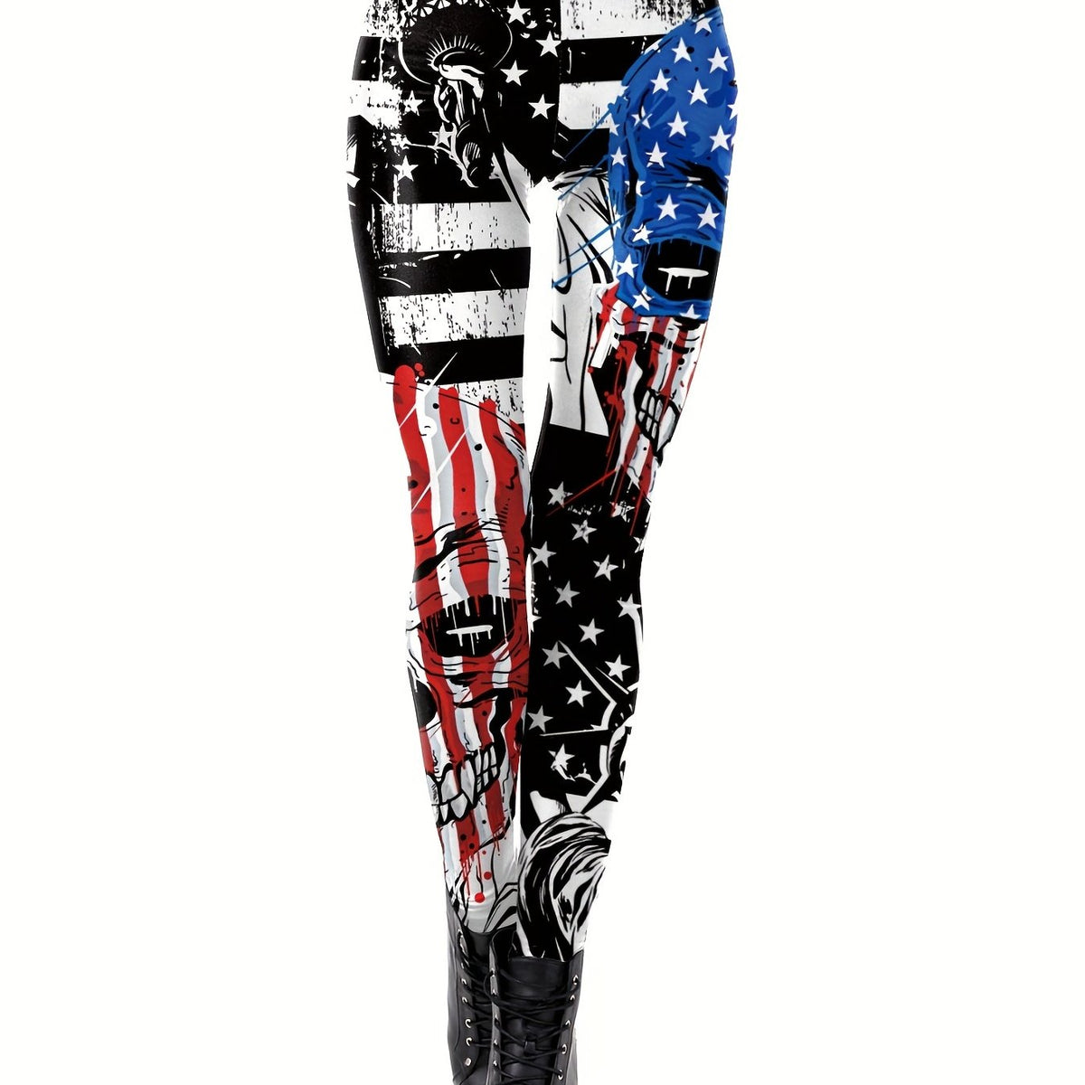 Graphic Print Skinny Leggings Casual Stretchy Leggings