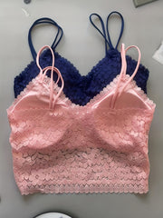 2pcs Lace Wireless Bras Comfy Breathable Double Straps Women's Lingerie