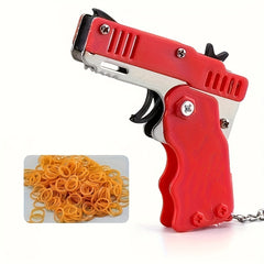Rubber Band Launcher Toy Set Six Shot Keychain