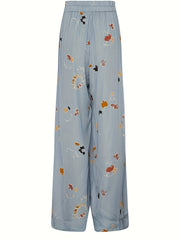 Women's Plus Floral Print Wide Leg Trousers