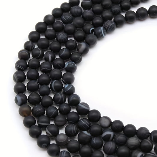 6 8 10mm Matte Striped Agate Beads DIY Jewelry Bracelet Necklace Materials