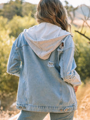 Ripped Long Sleeve Denim Jacket