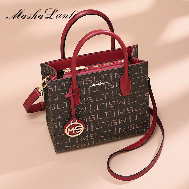Letter Pattern Double Handle Bag Women's Shoulder Bag