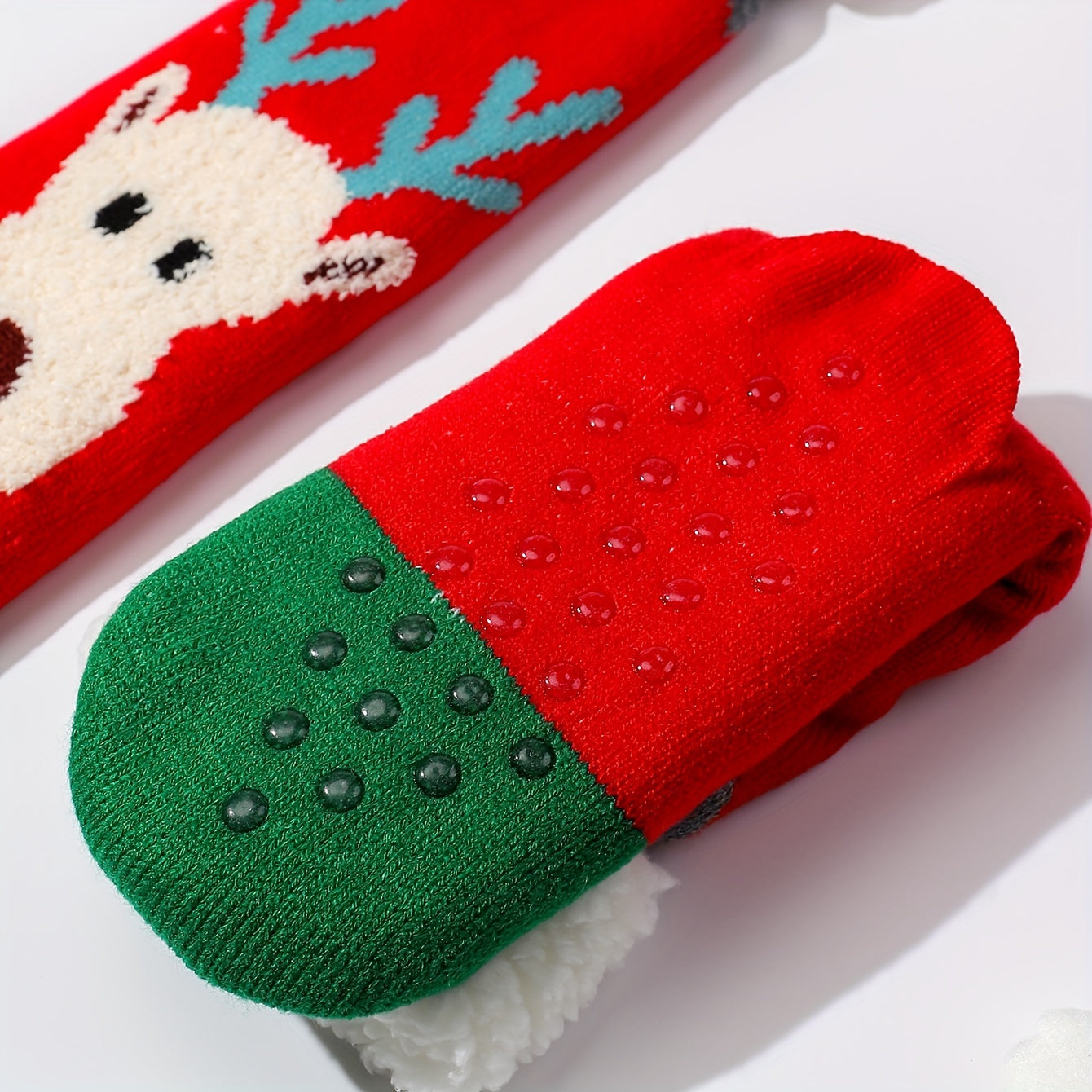 6 Pairs Christmas Elk Print & Plush Lined Women's Socks