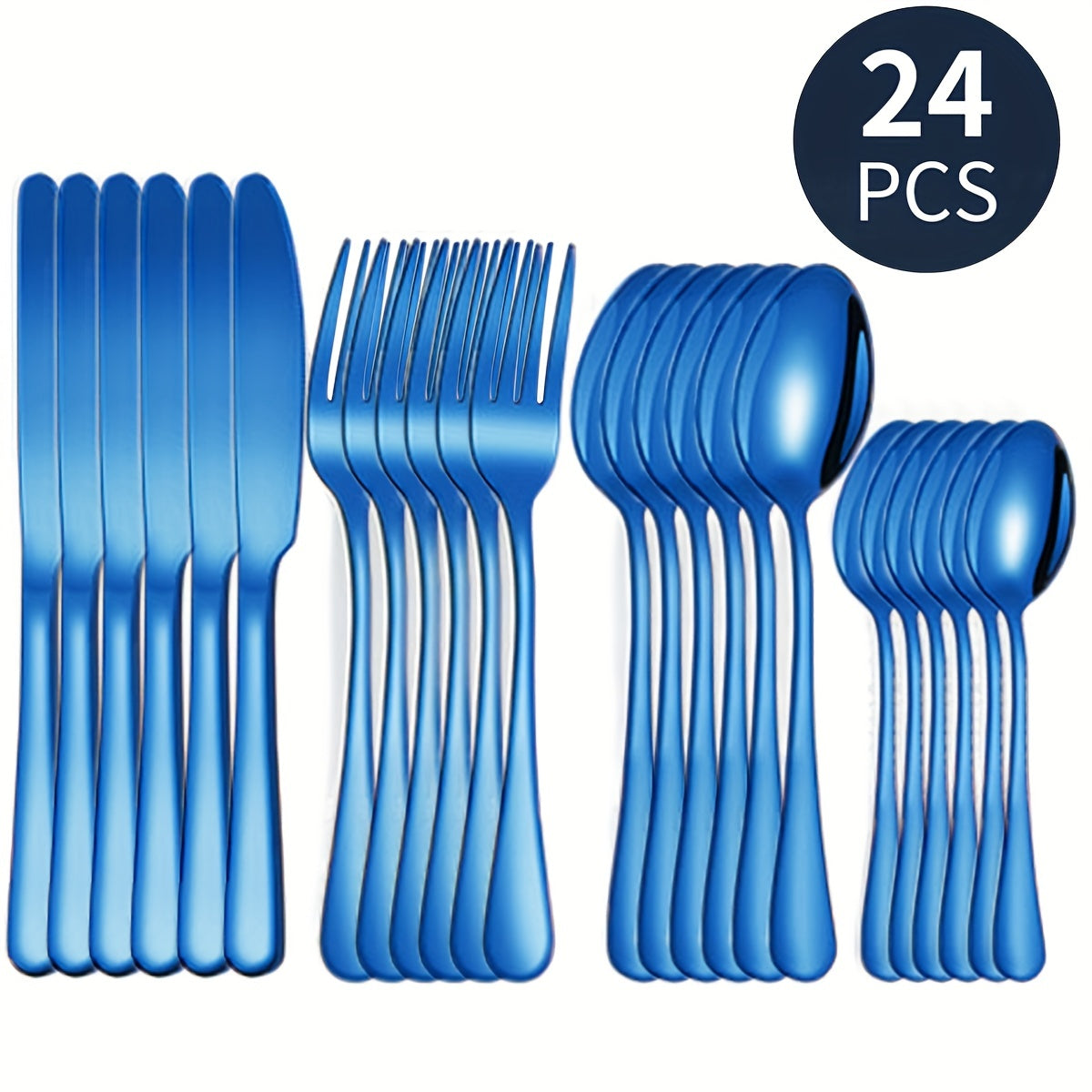 24pcs Stainless Steel Cutlery Flatware Set Mirror Polished