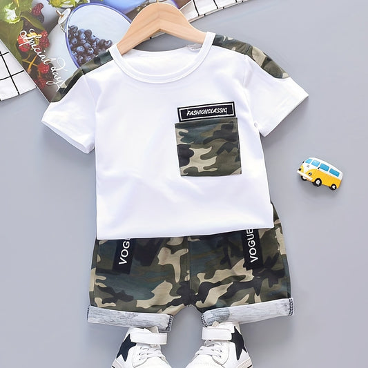Baby Camouflage 2pcs Outfit Short Sleeve T shirt & Shorts Set