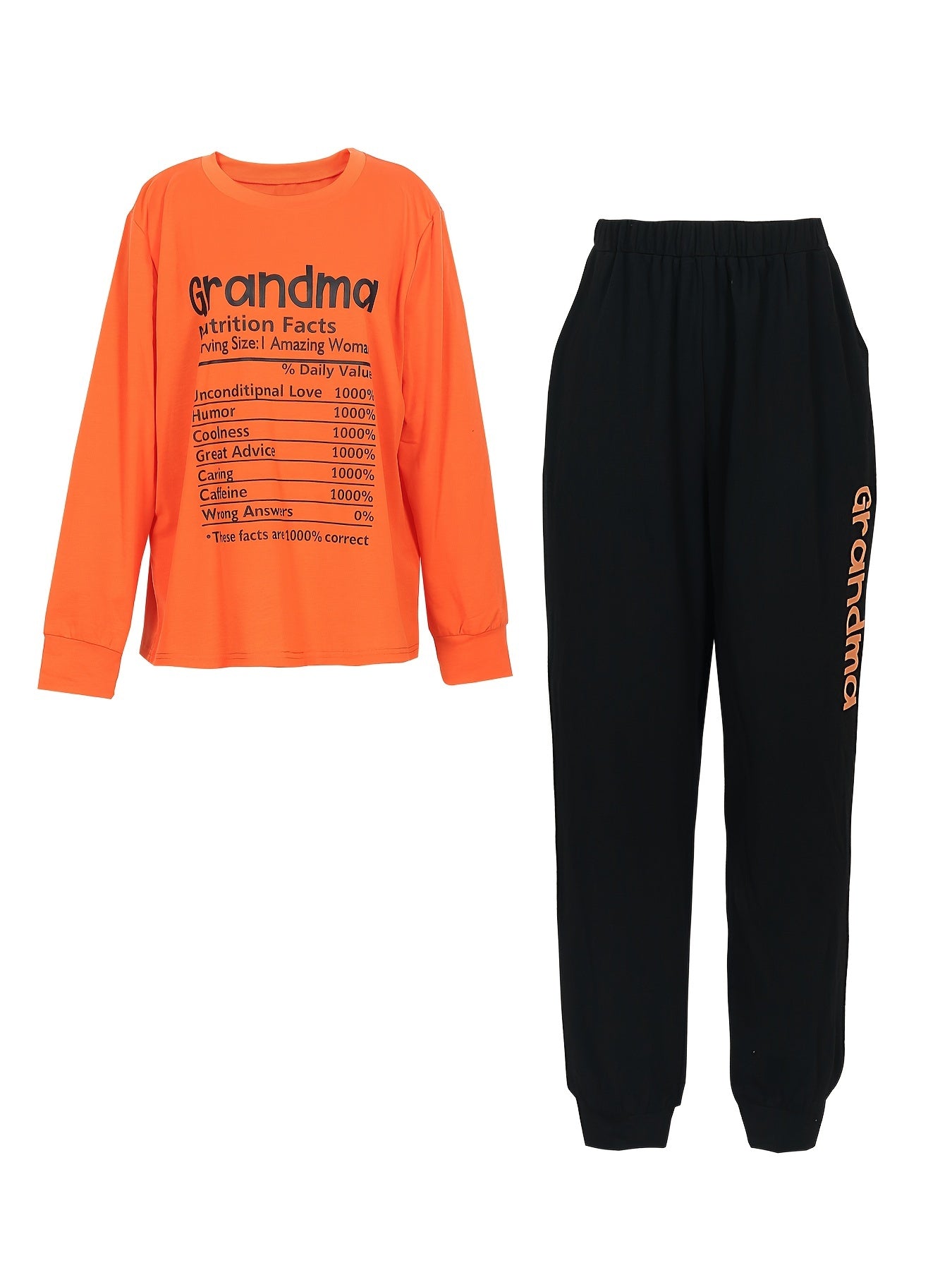  Letter Print Top & Joggers Outfits 2 Piece Set