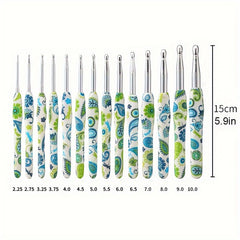 1pcs Floral Printed Crochet Hook 2 25mm B 10mm N Ergonomic Soft Grip Handle