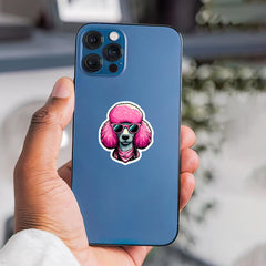 Pink Poodle Vinyl Sticker - Laptop Phone Thermos Water