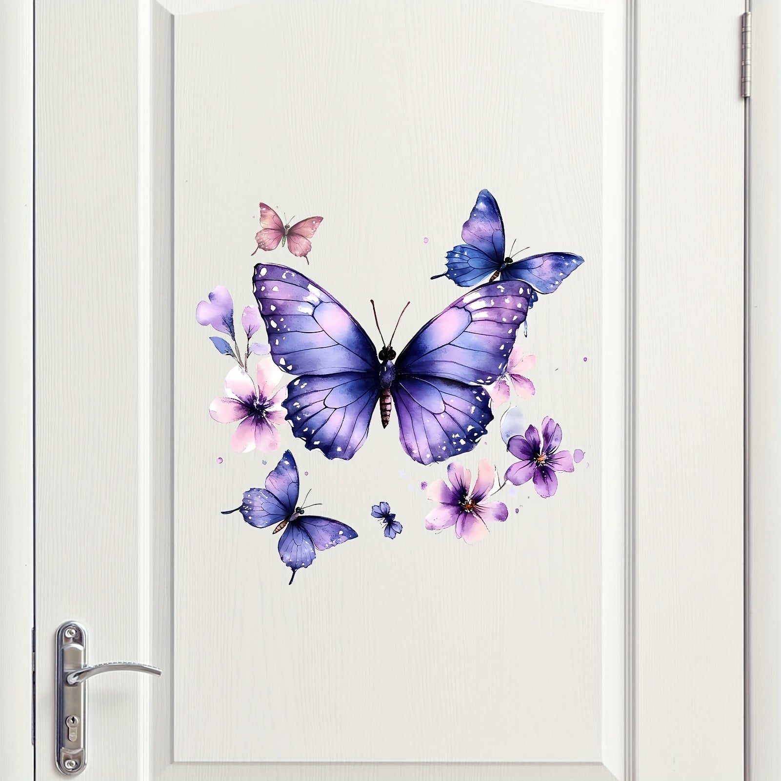 Purple Flowers Butterfly Wall Stickers Vinyl Decals