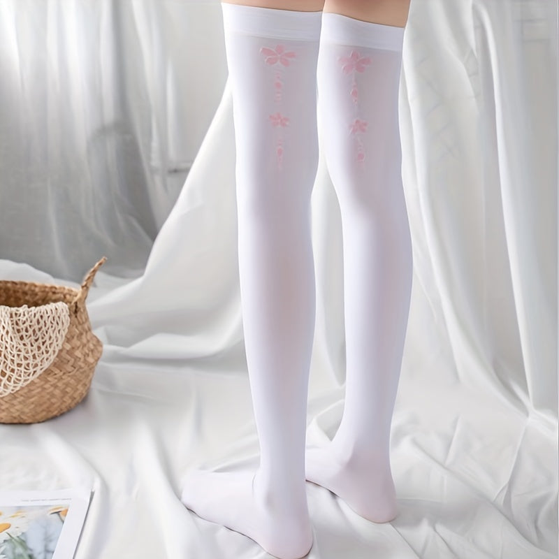Floral Thigh High Socks Over The Knee Stockings