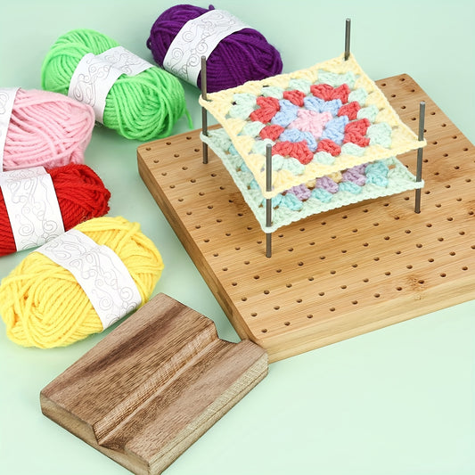 Bamboo & Wood Crochet Board for Stereotyped Knitting - Solid Wood Hole Board
