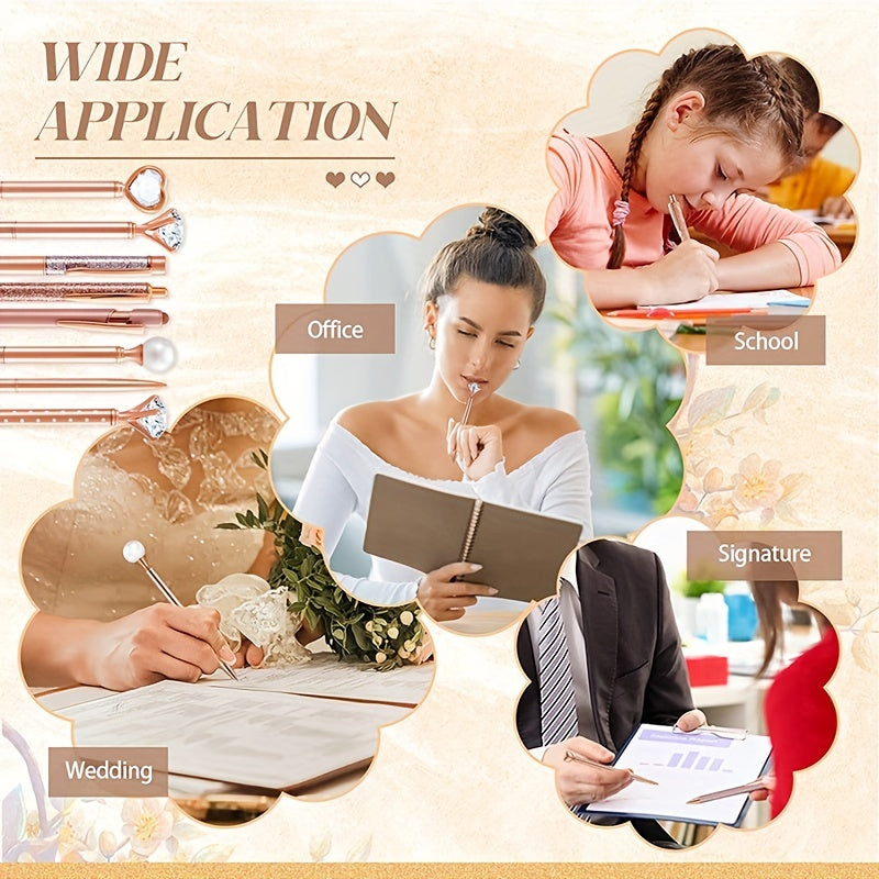 Rose Gold Ballpoint Pens with Quicksand Glitter Diamondoid