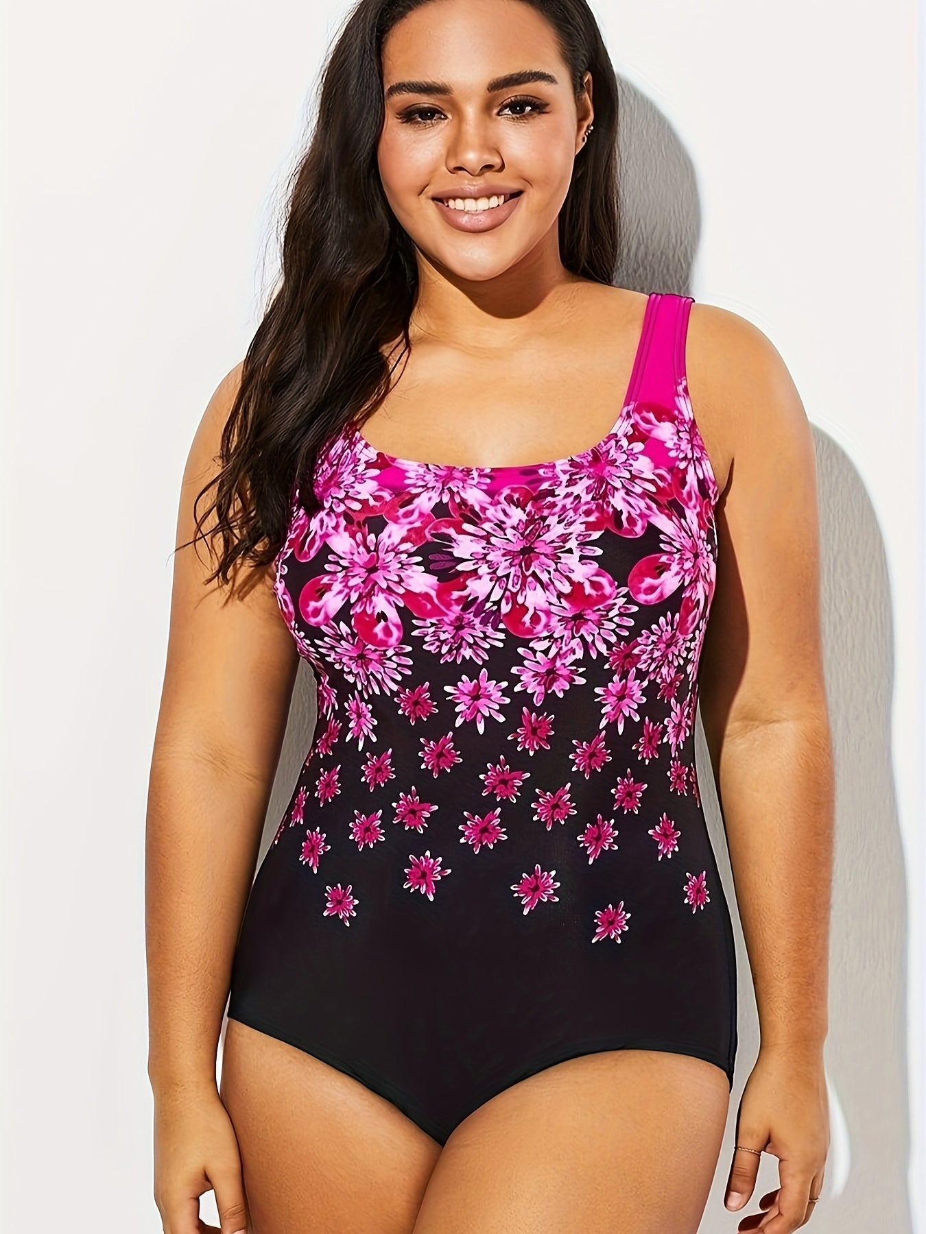  Modest Swimsuit Women's Plus Ombre Floral Print One Piece