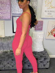 Skinny Ruched Jumpsuit Backless Mini Strap Jumpsuit