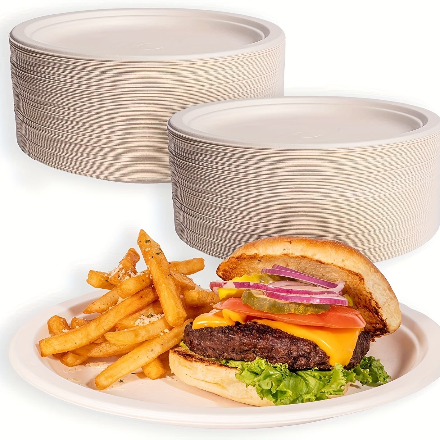 150pcs Biodegradable Sugarcane Bagasse Plate