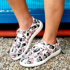 Women's Scream Pattern Slip On Canvas Shoes Halloween Shoes