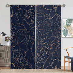 Flower Printed Window Curtain Rod Pocket Blackout Decorative Curtains