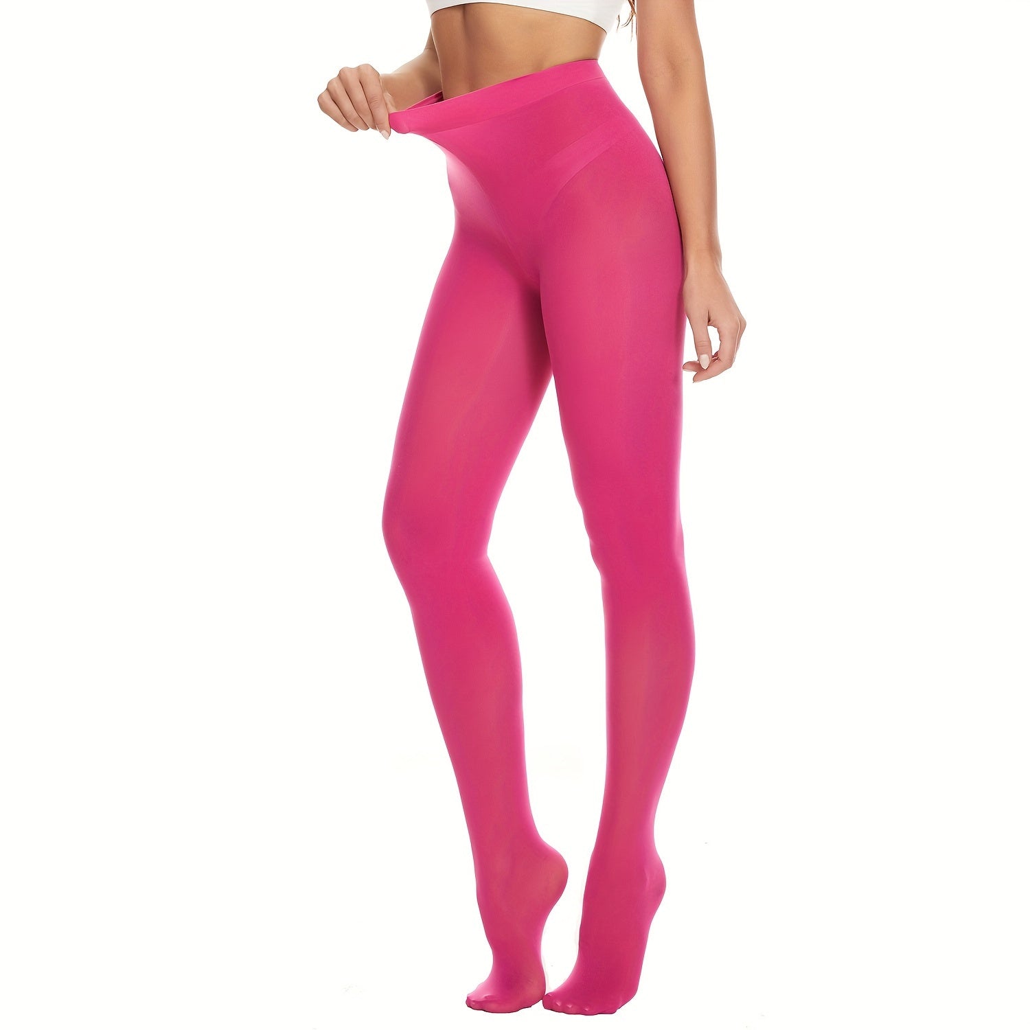 Opaque Elastic Tights High Waist Slim Footed Pantyhose