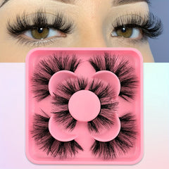 3 Pairs Thick Fluffy Cluster Faux Mink Eyelashes D Curling Lashes