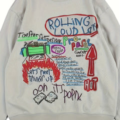 Graffiti Print Men's Graphic Sweatshirt Loose Pullover