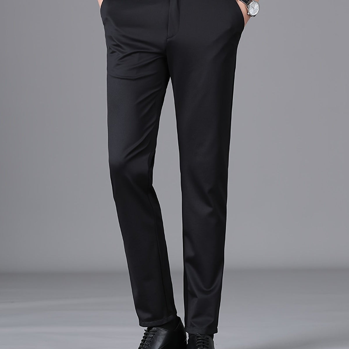 Men's Casual Business Straight Leg Suit Pants with Pockets