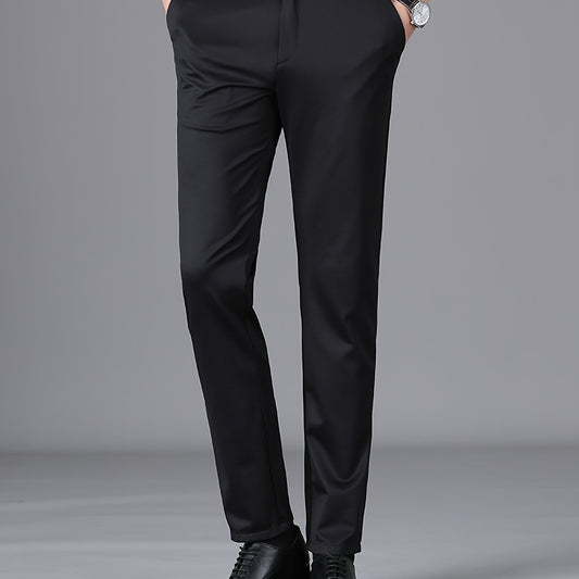 Men's Casual Business Straight Leg Suit Pants with Pockets