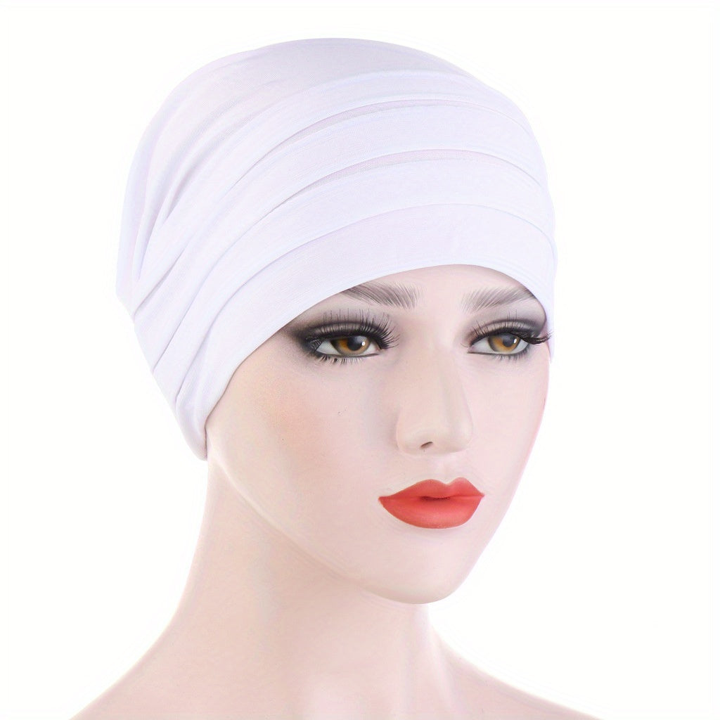 Solid Turban Lightweight Head Scarf Ramadan Head Wrap Beanie Cap