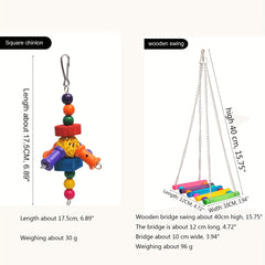 Colorful Bird Parakeet Toys Swing Hanging Chewing Climbing Ladder