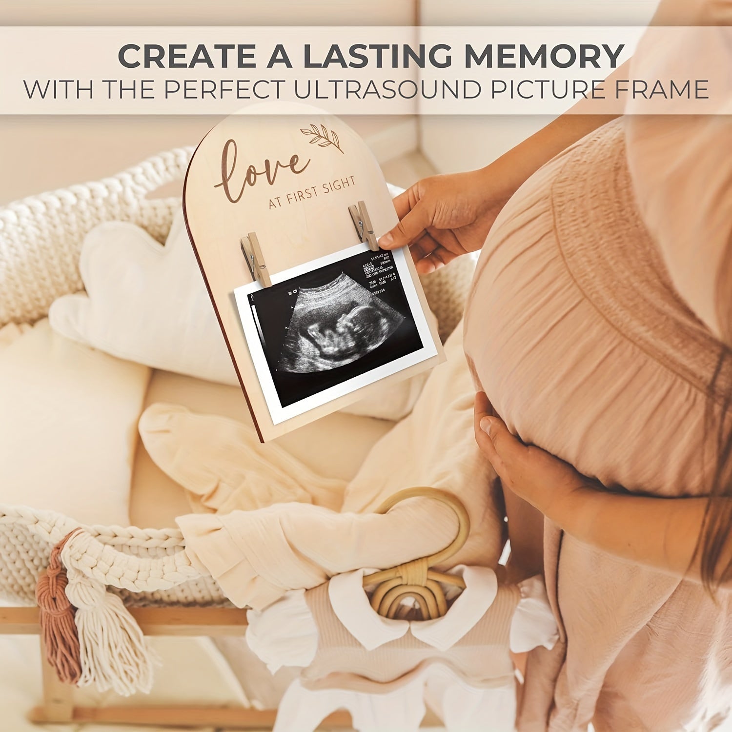 Creative Wooden Ultrasound Photo Frame Pregnancy Announcement Sign Room Decor