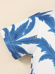 2pcs Baby Boys Coconut Tree Onesie & Suspender Shorts Set