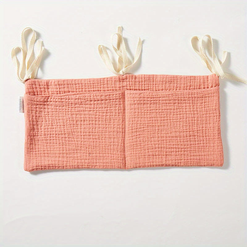 Red Double Layer Cotton Baby Bed Side Storage Bag
