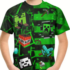 Boy's Cartoon Graphic T shirt Casual Slightly Stretch Breathable Novel Tee