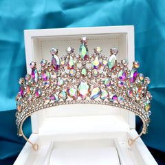 Boho Bridal Crown with Colorful Stones