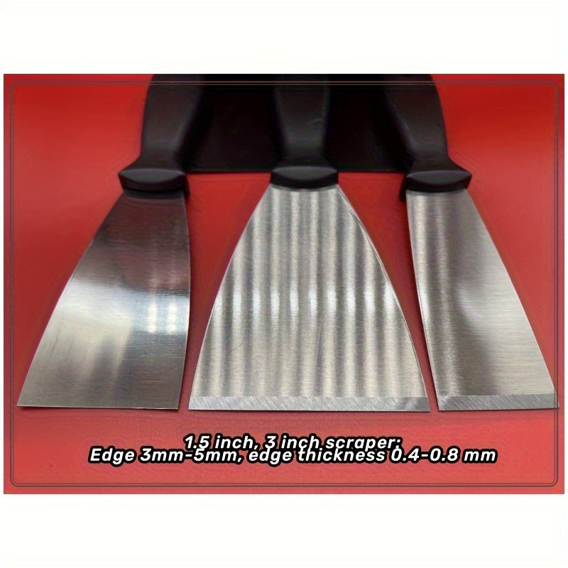 3pc Carbon Steel Putty Set with Shovel Knives & Bubble Shell Packaging