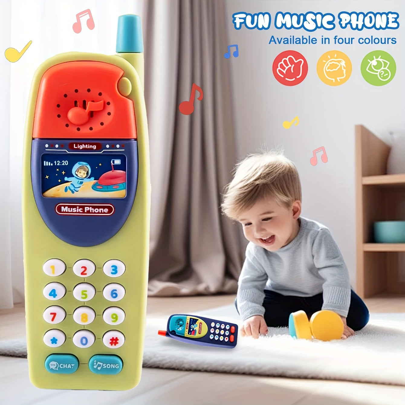 Kids' Fun Music Phone w/ Sound & Light Effects Multiple Modes Ideal Gift