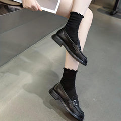Women's Letter Decor Loafers Round Toe Slip On Shoes