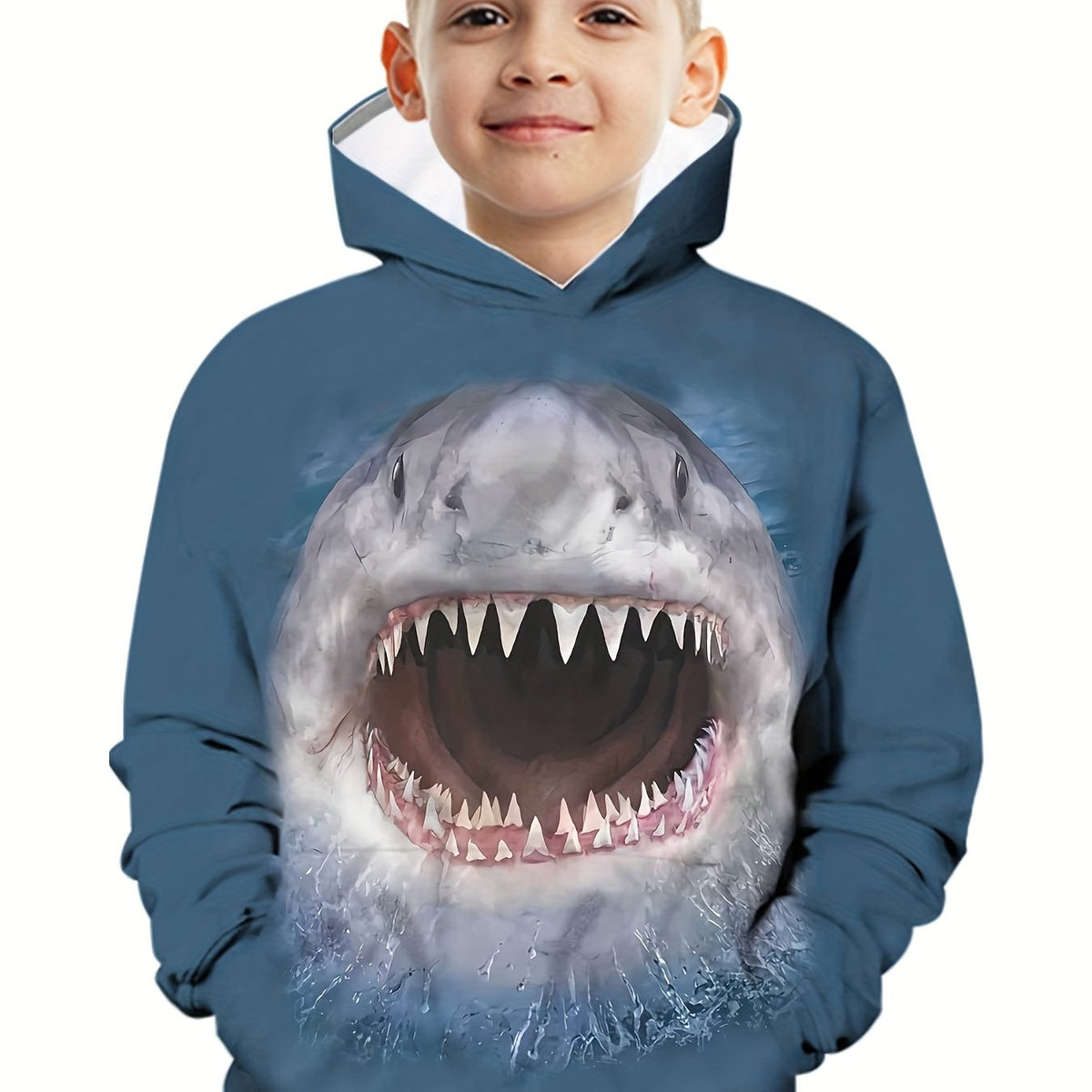 Shark 3D Pattern Print Boys Sweatshirt Hoodie Spring Fall