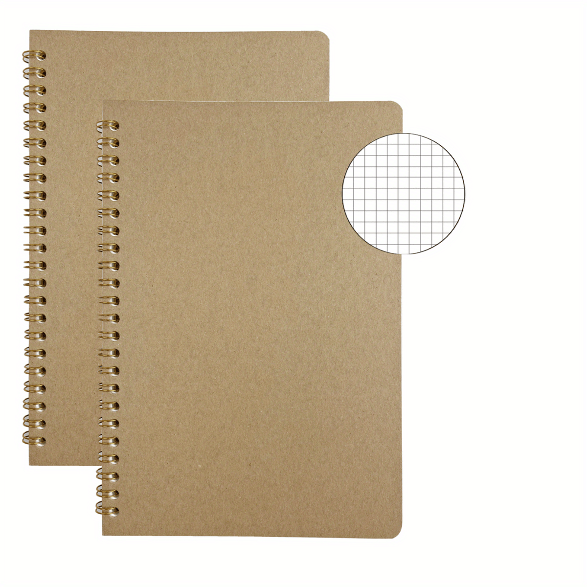 2pcs A5 Graph Paper Spiral Notebook Hard Cover 100 Pages 100g Acid Paper