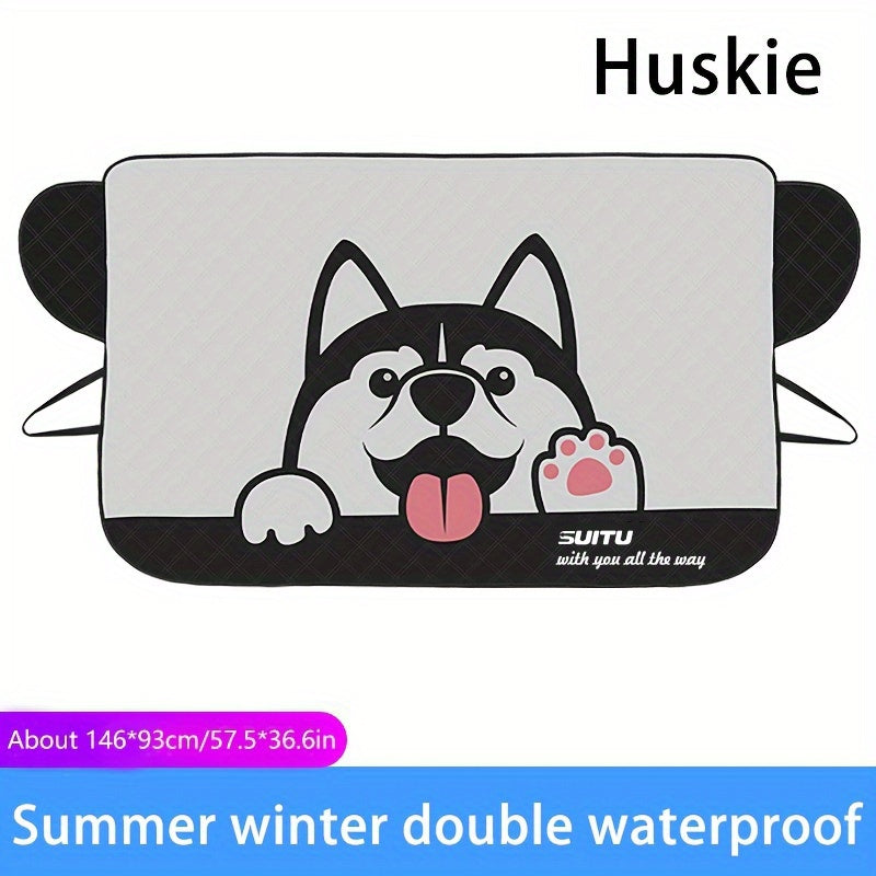 Auto Sun Protection Heat Shield Cartoon Windshield Cover Snow Shield